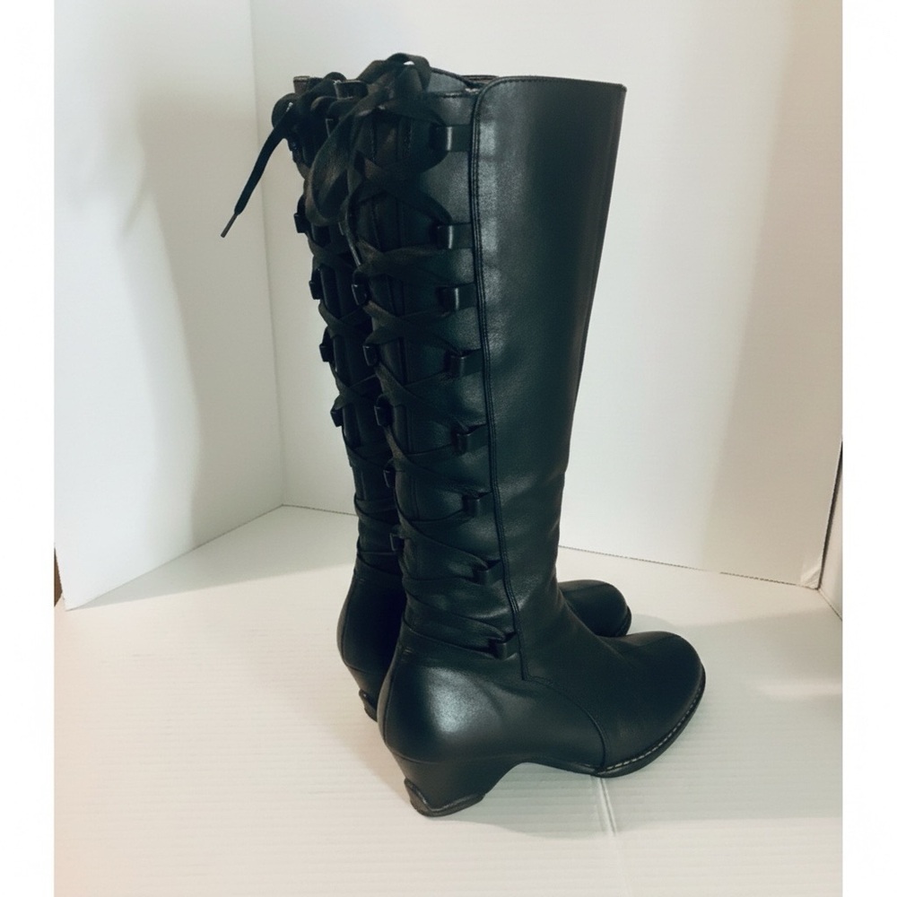 Bohemian Sofft Black Witchy Lace Up Boho Festival Kristi Leather Boots Size 6